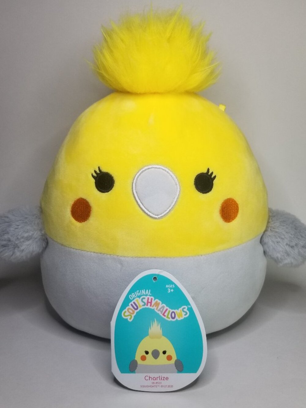 NWT 8" Charlize The Yellow Cockatiel Parakeet Pet Bird Squishmallow Soft Plush